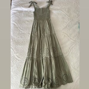 Zara Openwork Embroidered Dress in Khaki